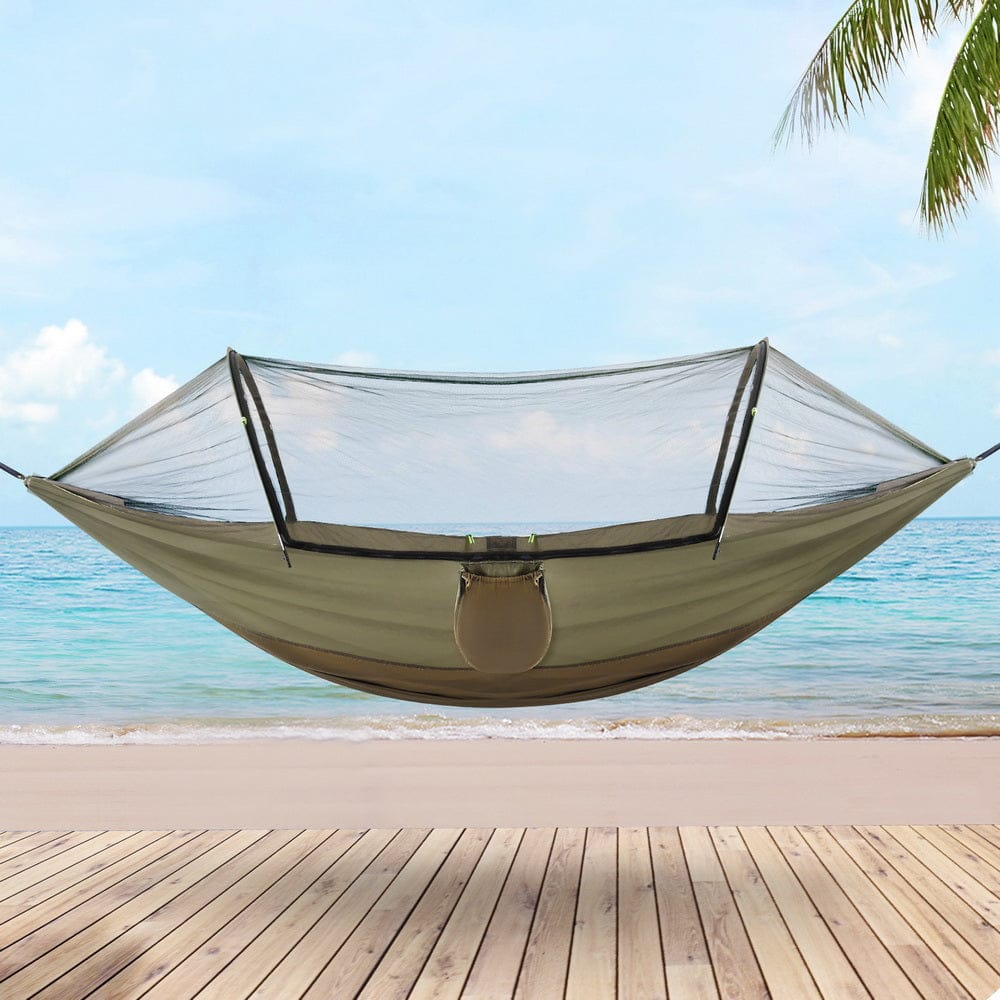 Gardeon Hammock Chair Metal Stand Outdoor Furniture Black - SportZone.co.nz
