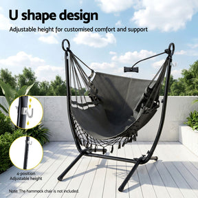 Gardeon Hammock Chair Stand Iron Frame w/ Phone Holder Black - SportZone.co.nz