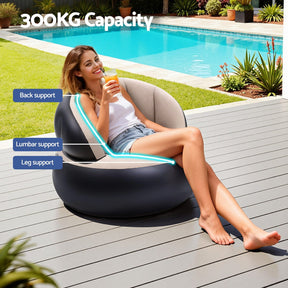 Gardeon Inflatable Chair Blow Up Folding Air Chairs Sofa for Camping with Pump - SportZone.co.nz