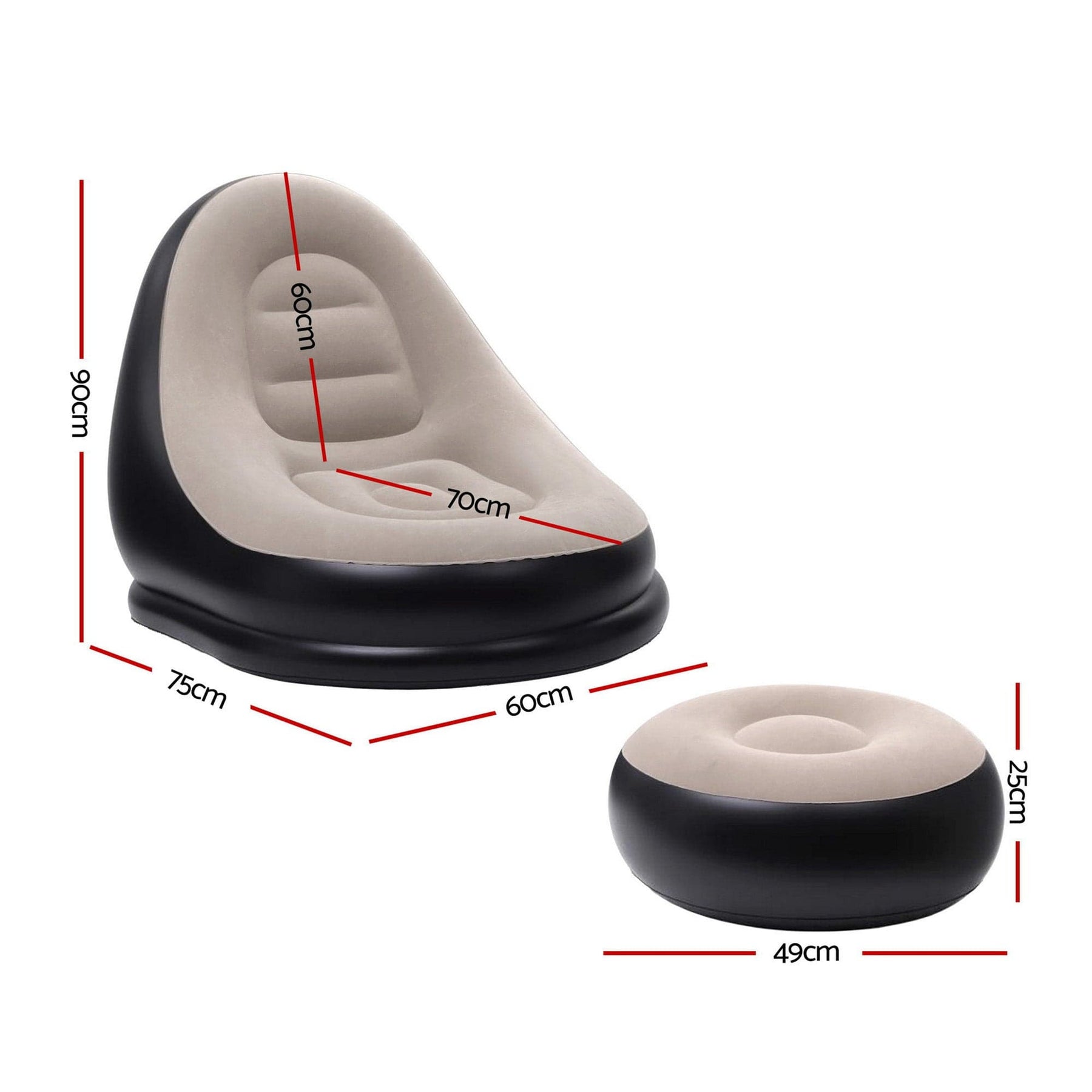 Gardeon Inflatable Chair with Ottoman Air Sofa Blow Up Air Chair for Camping with Pump - SportZone.co.nz