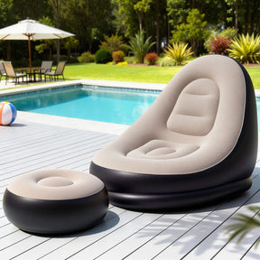 Gardeon Inflatable Chair with Ottoman Air Sofa Blow Up Air Chair for Camping with Pump - SportZone.co.nz