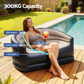 Gardeon Outdoor Air Sofa Inflatable Couch Two - Seater Lounge Chair with Pump Blow Up Couches for Camping - SportZone.co.nz