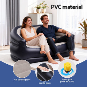 Gardeon Outdoor Air Sofa Inflatable Couch Two - Seater Lounge Chair with Pump Blow Up Couches for Camping - SportZone.co.nz