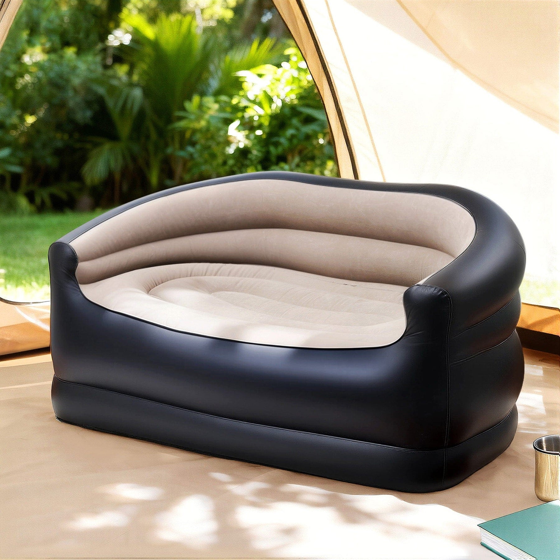 Gardeon Outdoor Air Sofa Inflatable Couch Two - Seater Lounge Chair with Pump Blow Up Couches for Camping - SportZone.co.nz