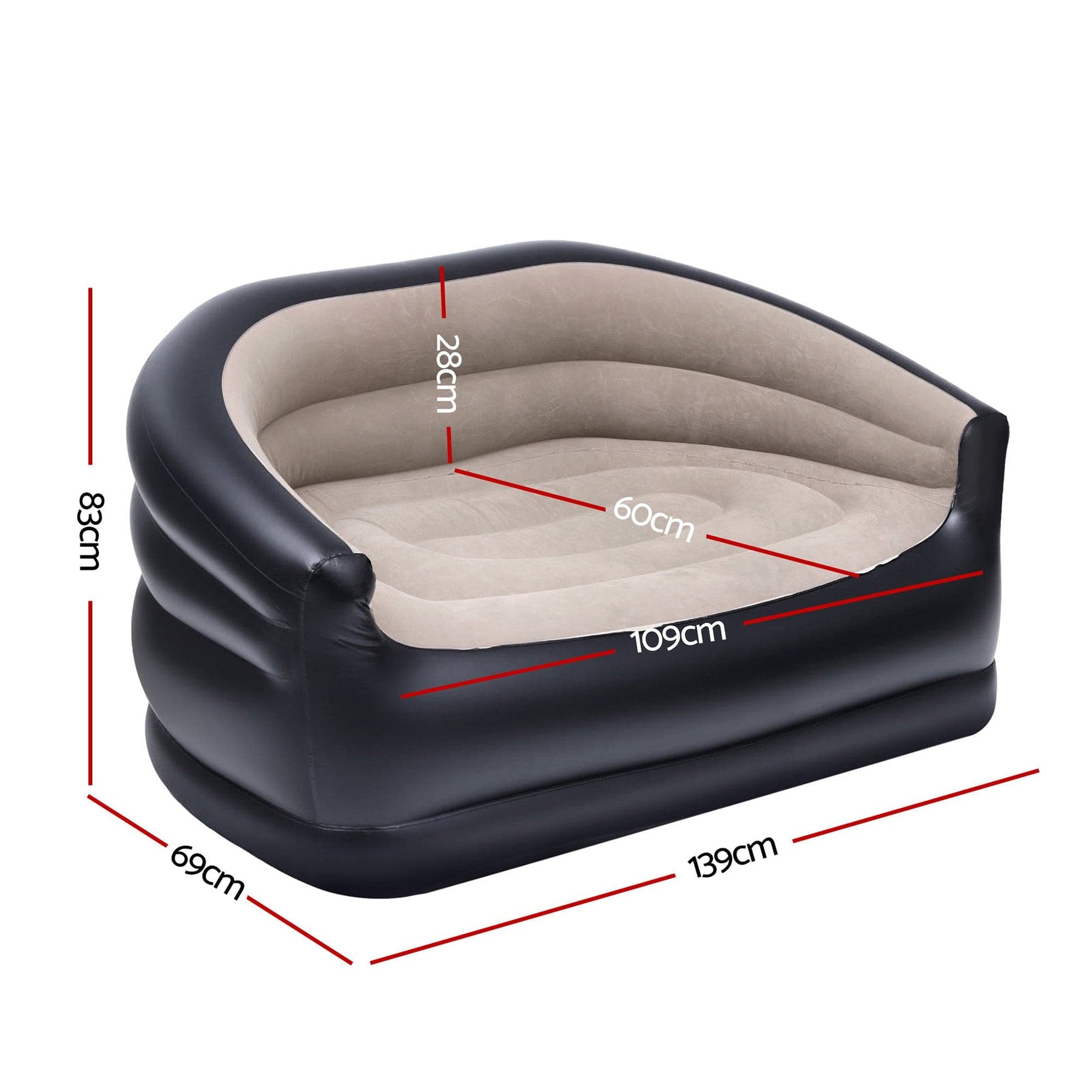 Gardeon Outdoor Air Sofa Inflatable Couch Two - Seater Lounge Chair with Pump Blow Up Couches for Camping - SportZone.co.nz