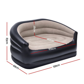Gardeon Outdoor Air Sofa Inflatable Couch Two - Seater Lounge Chair with Pump Blow Up Couches for Camping - SportZone.co.nz