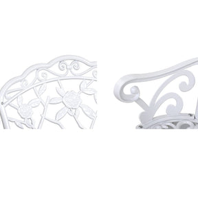 Gardeon Outdoor Garden Bench Seat 100cm Cast Aluminium Outdoor Patio Chair Vintage White - SportZone.co.nz