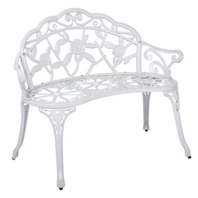 Gardeon Outdoor Garden Bench Seat 100cm Cast Aluminium Outdoor Patio Chair Vintage White - SportZone.co.nz