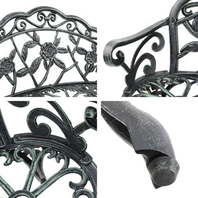 Gardeon Outdoor Garden Bench Seat 100cm Cast Aluminium Patio Chair Vintage Green - SportZone.co.nz