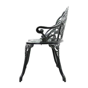 Gardeon Outdoor Garden Bench Seat 100cm Cast Aluminium Patio Chair Vintage Green - SportZone.co.nz