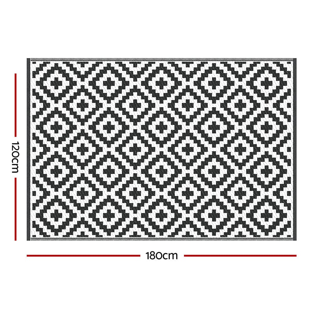 Gardeon Outdoor Rugs 120x180cm Large Carpet Reversible Area Mat PP Dual - Sided Patio Rug Cross - SportZone.co.nz