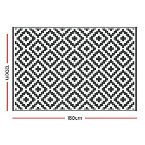 Gardeon Outdoor Rugs 120x180cm Large Carpet Reversible Area Mat PP Dual - Sided Patio Rug Cross - SportZone.co.nz
