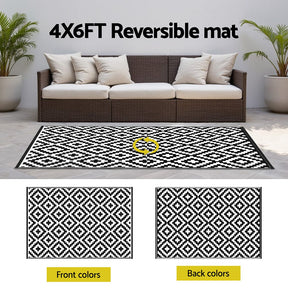Gardeon Outdoor Rugs 120x180cm Large Carpet Reversible Area Mat PP Dual - Sided Patio Rug Cross - SportZone.co.nz