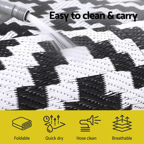 Gardeon Outdoor Rugs 120x180cm Large Carpet Reversible Area Mat PP Dual - Sided Patio Rug Cross - SportZone.co.nz