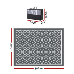 Gardeon Outdoor Rugs 274x366cm Large Carpet Reversible Area Mat PP Dual - Sided Patio Rug - SportZone.co.nz