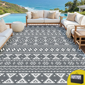 Gardeon Outdoor Rugs 274x366cm Large Carpet Reversible Area Mat PP Dual - Sided Patio Rug Bohemian - SportZone.co.nz