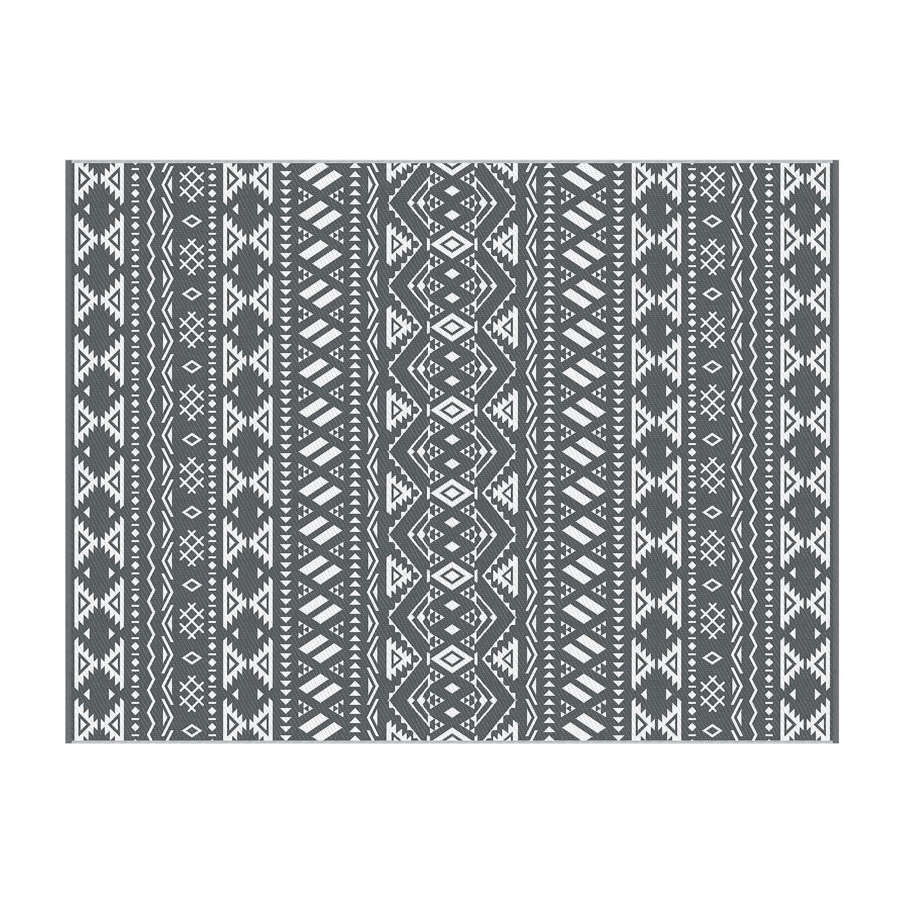 Gardeon Outdoor Rugs 274x366cm Large Carpet Reversible Area Mat PP Dual - Sided Patio Rug Bohemian - SportZone.co.nz