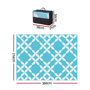Gardeon Outdoor Rugs 274x366cm Large Carpet Reversible Area Mat PP Dual - Sided Patio Rug Light Blue - SportZone.co.nz
