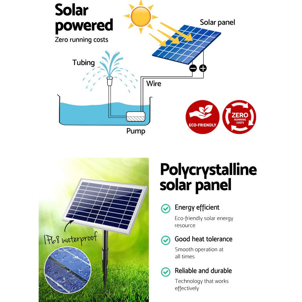 Gardeon Solar Pond Pump Submersible Water Fountain Kit 6.6FT - SportZone.co.nz
