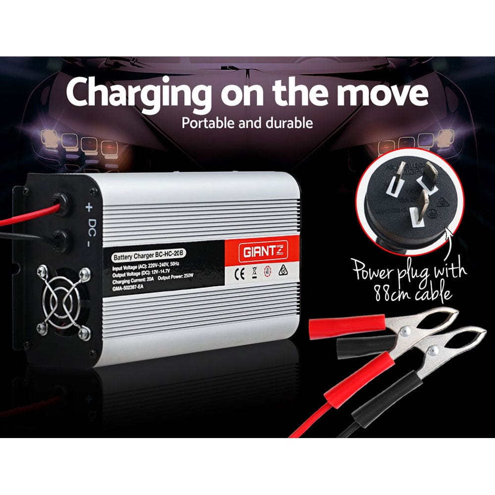 Giantz 12V 20A Car Battery Charger Inverter 20 Amp ATV 4WD Boat Caravan - SportZone.co.nz