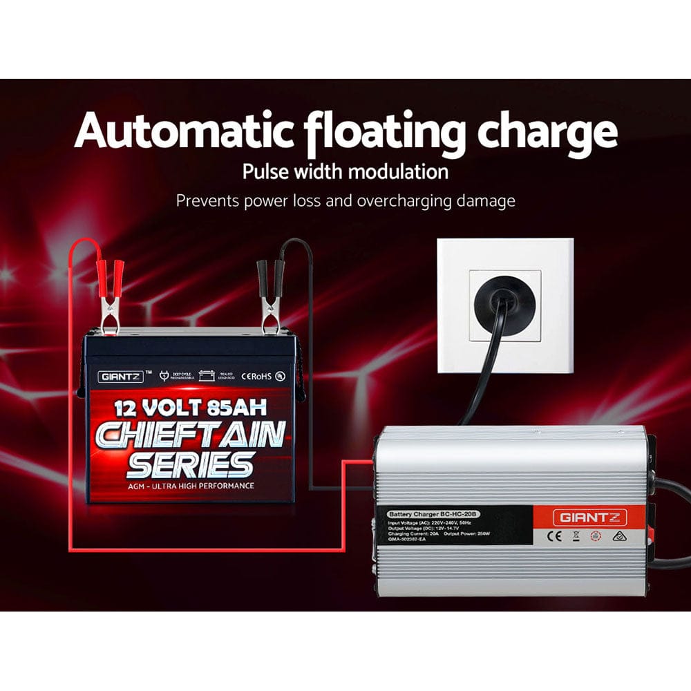 Giantz 12V 20A Car Battery Charger Inverter 20 Amp ATV 4WD Boat Caravan - SportZone.co.nz