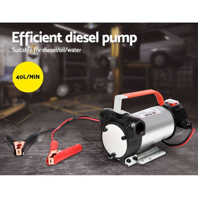 Giantz 12V Diesel Transfer Pump Extractor Oil Fuel Electric Bowser Auto Display - SportZone.co.nz