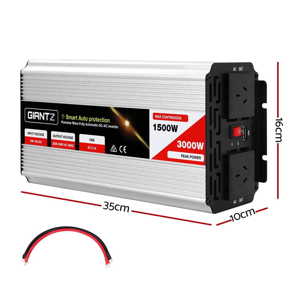 Giantz 1500W Puresine Wave DC - AC Power Inverter - SportZone.co.nz