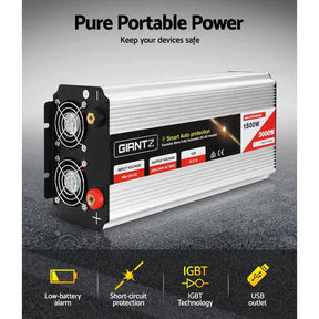 Giantz 1500W Puresine Wave DC - AC Power Inverter - SportZone.co.nz