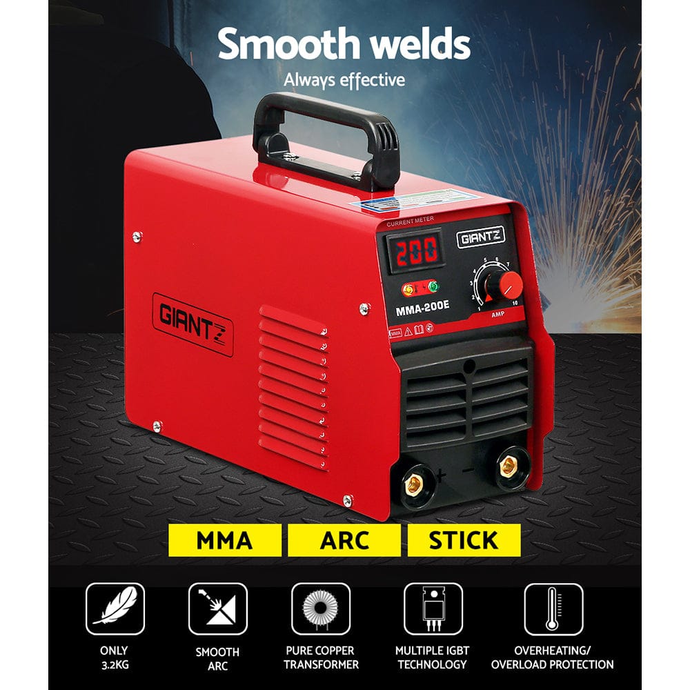 Giantz 200 Amp Inverter Welder MMA ARC DC IGBT Welding Machine Stick Portable - SportZone.co.nz