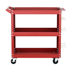 Giantz 3 - Tier Tool Cart Storage Trolley Workshop Garage Pegboard Hooks Red - SportZone.co.nz