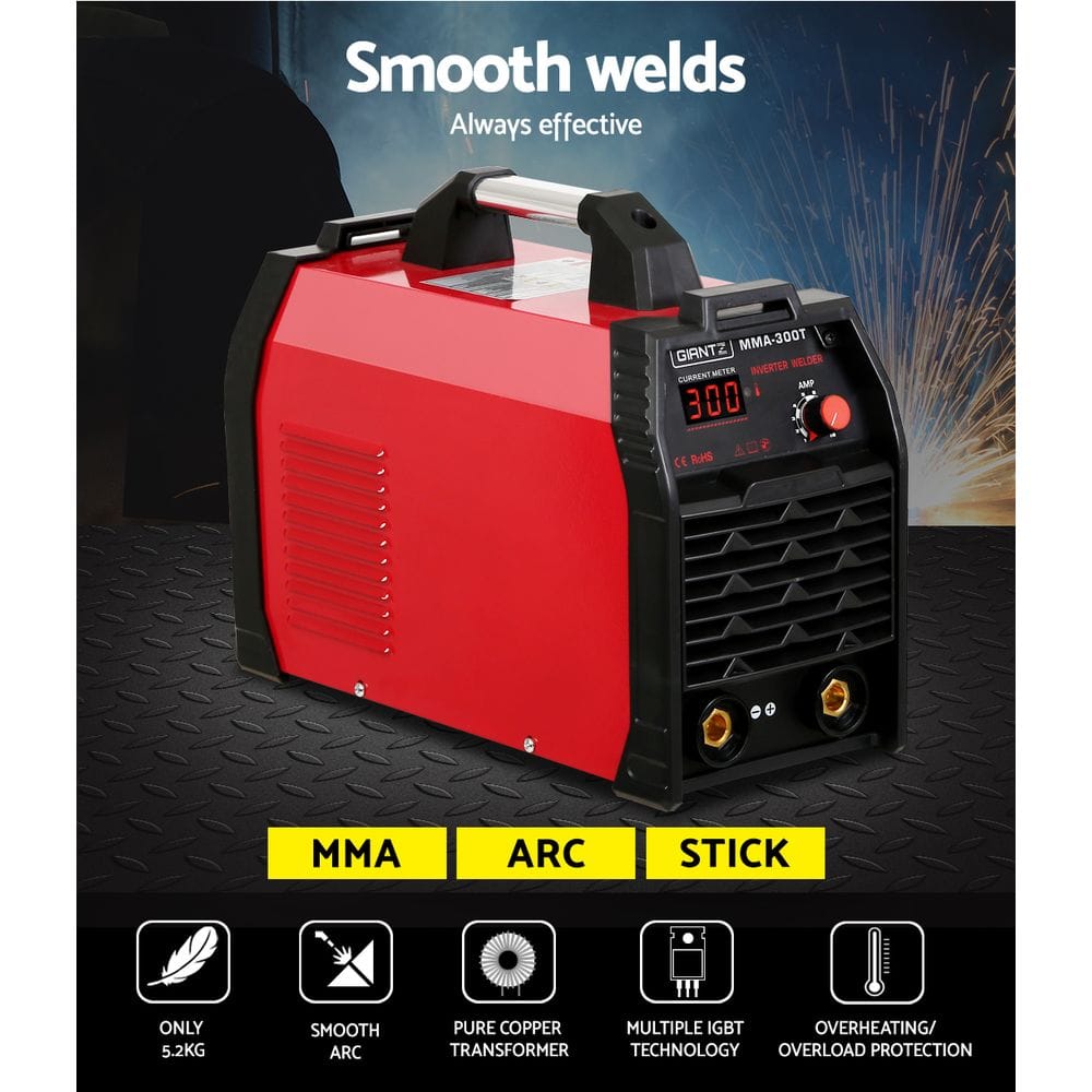 Giantz 300Amp Inverter Welder MMA ARC iGBT DC Gas Welding Machine Stick Portable - SportZone.co.nz