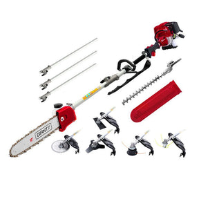Giantz 4 Stroke Pole Chainsaw Petrol Hedge Trimmer Tree Pruner 12'' 7 In 1 - SportZone.co.nz
