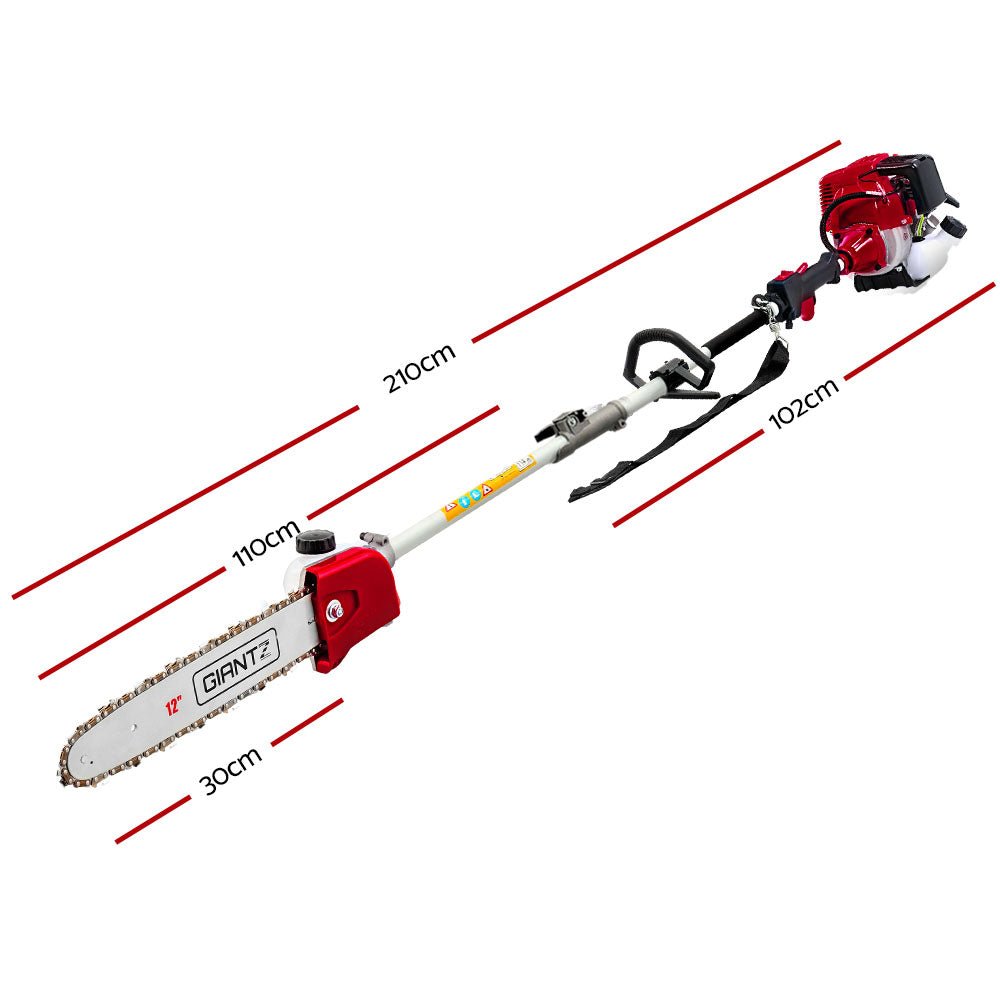 Giantz 4 Stroke Pole Chainsaw Petrol Hedge Trimmer Tree Pruner 12'' 7 In 1 - SportZone.co.nz