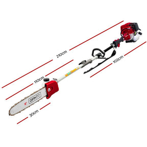 Giantz 4 Stroke Pole Chainsaw Petrol Hedge Trimmer Tree Pruner 12'' 7 In 1 - SportZone.co.nz