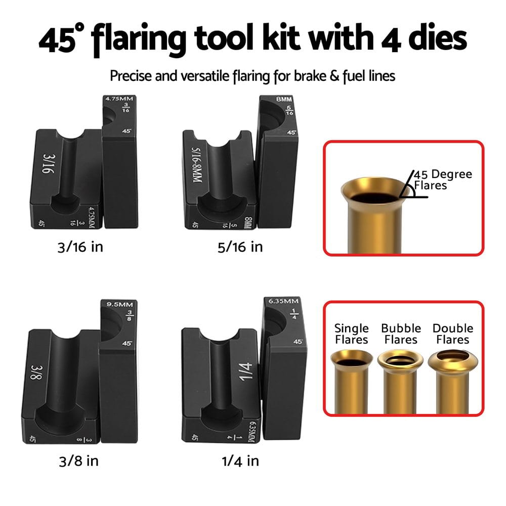 Giantz 45° Brake Line Flaring Tool Kit for 3/16" - 3/8" Tubing with Cutter - SportZone.co.nz