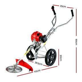 Giantz 62cc Petrol Brush Cutter Whipper Saw Trimmer 2 Stroke 3 - in - 1 Wheel - SportZone.co.nz