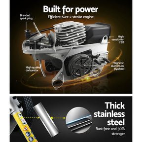 Giantz 62cc Petrol Brush Cutter Whipper Saw Trimmer 2 Stroke 3 - in - 1 Wheel - SportZone.co.nz