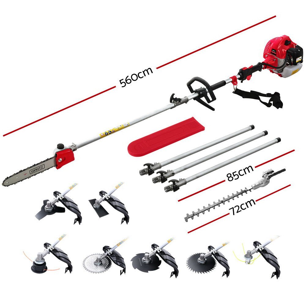 Giantz 65CC Pole Chainsaw Hedge Trimmer Brush Cutter Whipper Snipper Saw 9-in-1 5.6m - SportZone.co.nz