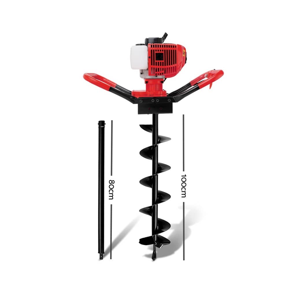 Giantz 66CC Post Hole Digger 200mm Petrol Drill Extension Auger Bits - SportZone.co.nz