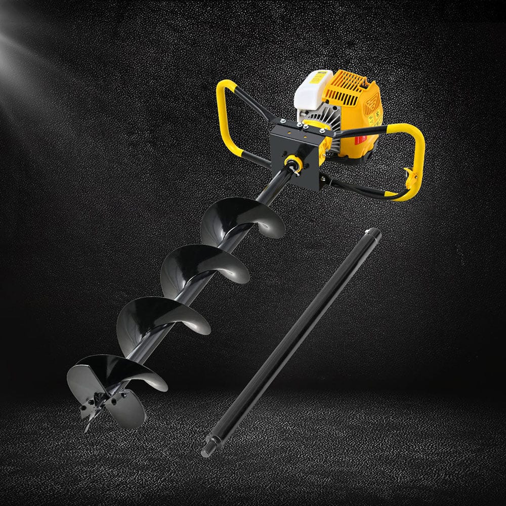 Giantz 74CC Post Hole Digger 200mm Petrol Drill Auger Extension Bits - SportZone.co.nz