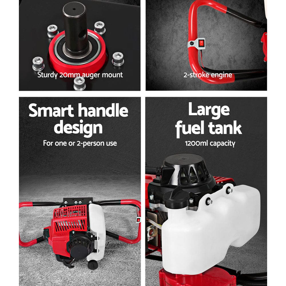 Giantz 80CC Petrol Post Hole Digger Motor Only Engine Red - SportZone.co.nz