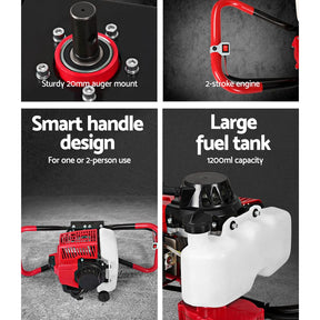 Giantz 80CC Petrol Post Hole Digger Motor Only Engine Red - SportZone.co.nz