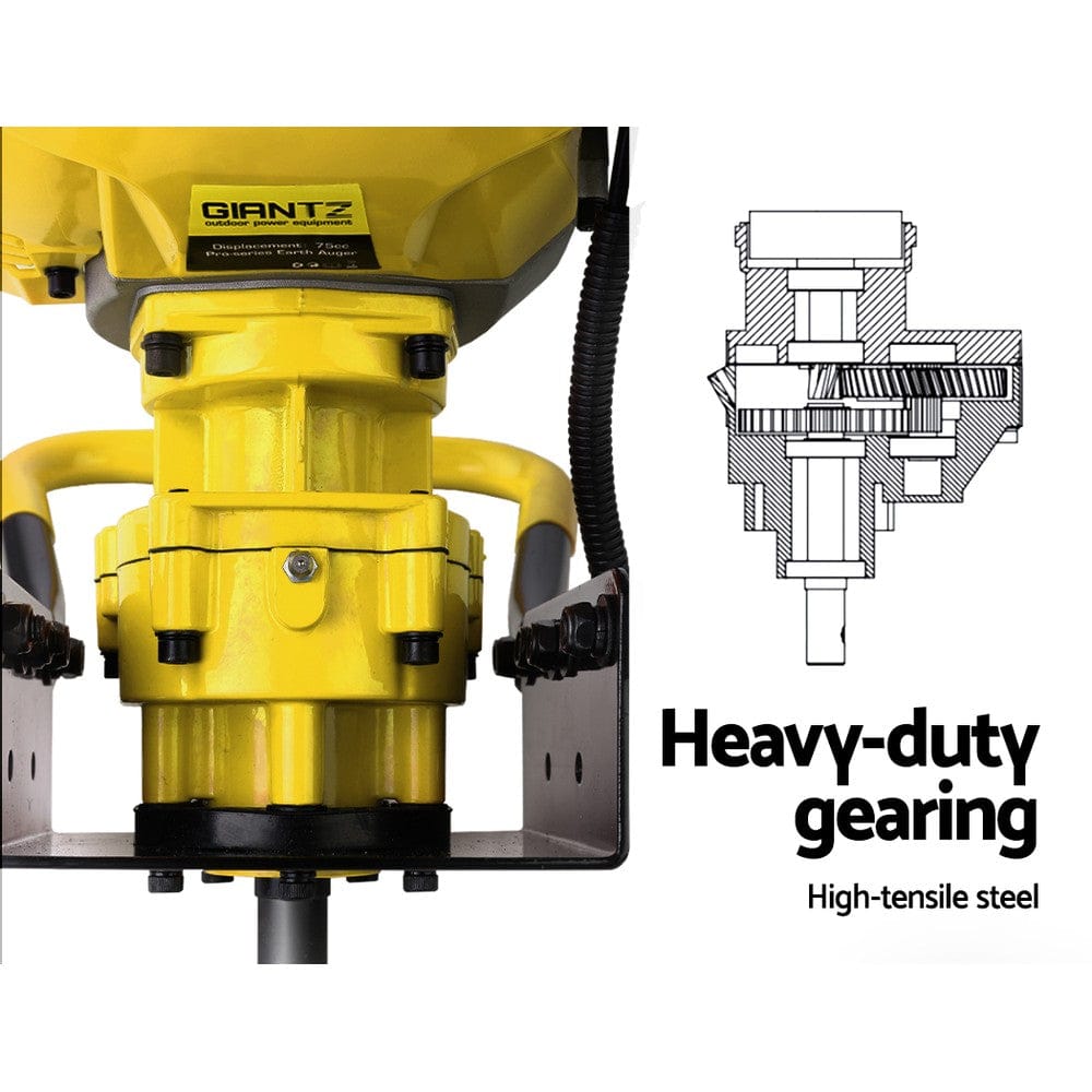 Giantz 80CC Post Hole Digger 300mm Petrol Drill Auger Extension Bits - SportZone.co.nz