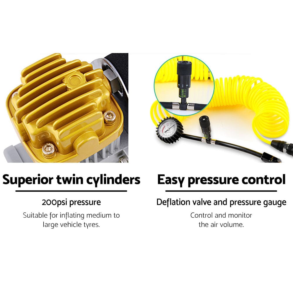 Giantz Air Compressor 12V 4x4 Tyre 200L/MIN Deflator Inflator Car Truck Portable - SportZone.co.nz