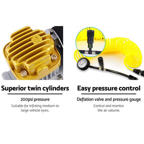 Giantz Air Compressor 12V 4x4 Tyre 200L/MIN Deflator Inflator Car Truck Portable - SportZone.co.nz
