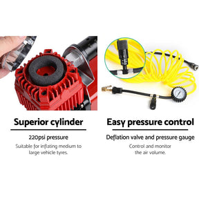 Giantz Air Compressor 12V 4x4 Tyre 320L/min Deflator Inflator Car Truck Portable - SportZone.co.nz