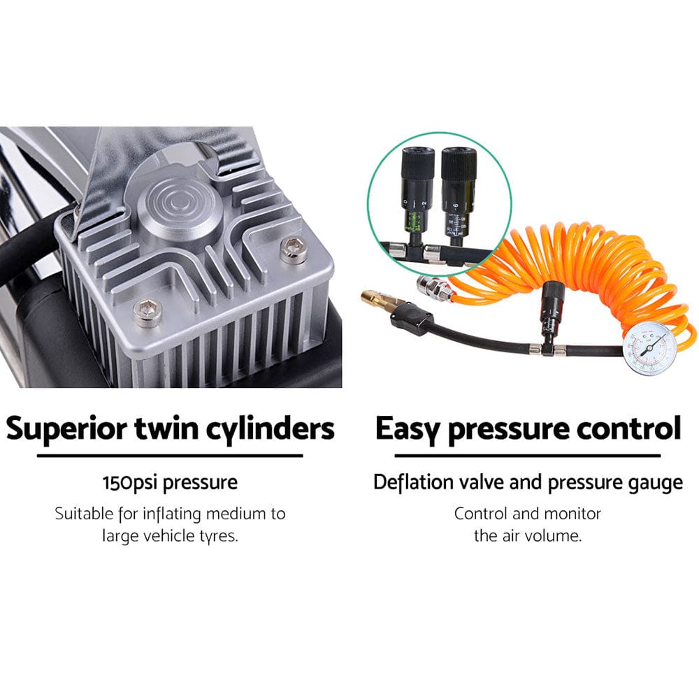 Giantz Air Compressor 12V 4x4 Tyre 85L/min Deflator Inflator Car Truck Portable - SportZone.co.nz