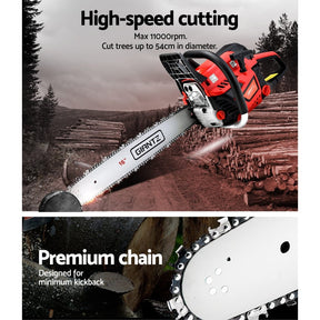 Giantz Chainsaw Petrol 45CC 16" Bar Commercial E - Start Pruning Chain Saw - SportZone.co.nz