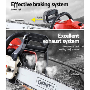 Giantz Chainsaw Petrol 45CC 18" Bar Commercial E - Start Pruning Chain Saw - SportZone.co.nz