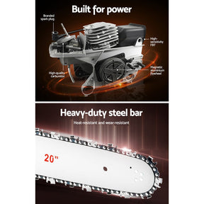 Giantz Chainsaw Petrol 52CC 20" Bar Commercial E - Start Pruning Chain Saw - SportZone.co.nz
